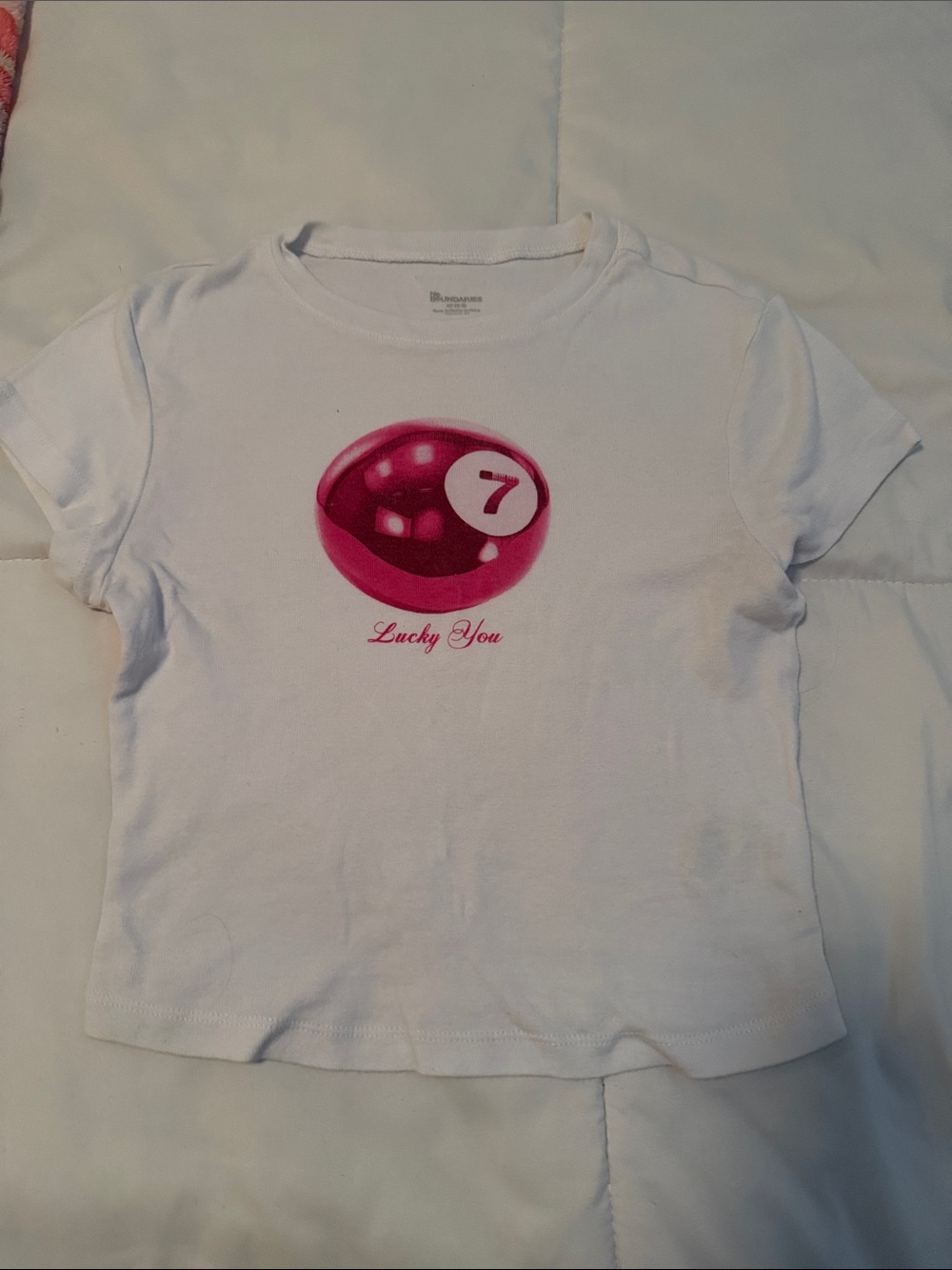 No Boundaries White Tee with Pink Graphic - "Lucky You"